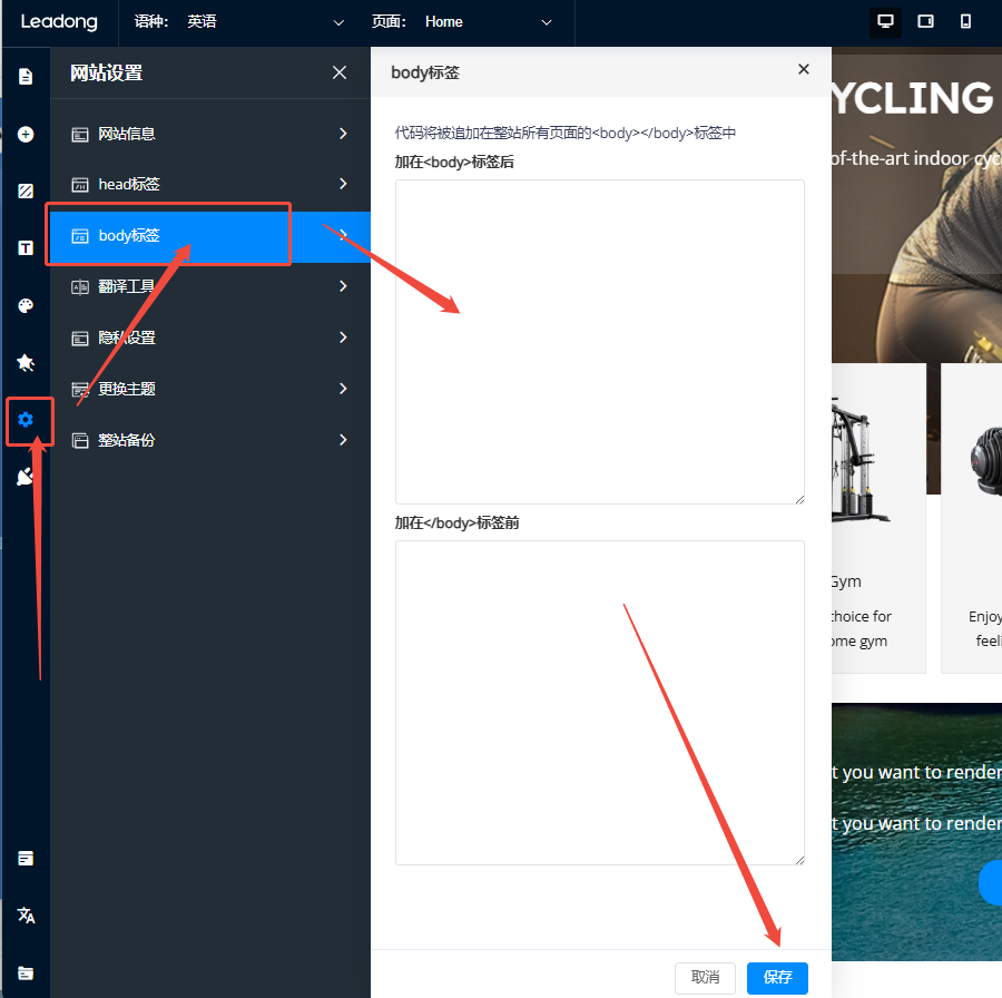 网站编辑-设置-body全局